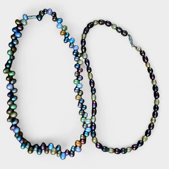 Set Of 2 Multicolor Freshwater Pearl Baroque Necklaces.